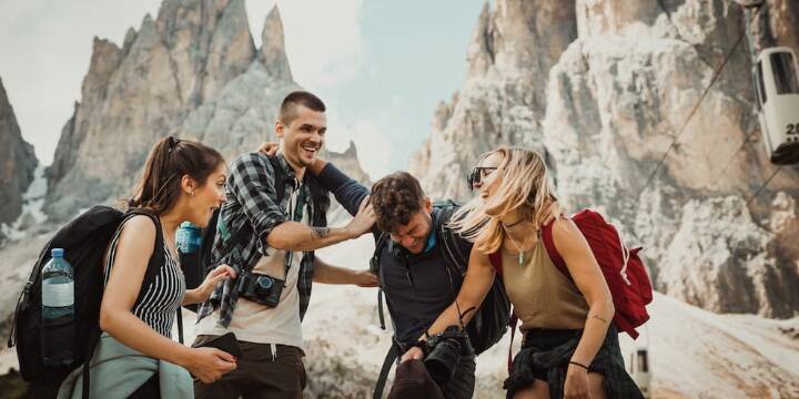 Tour group travelling together